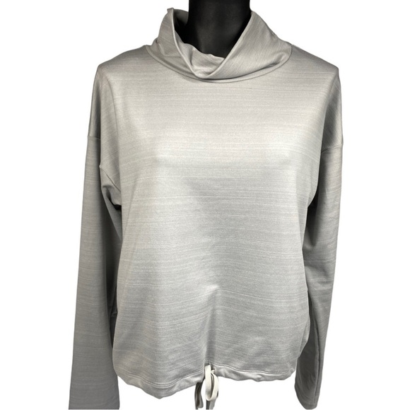 REI CoopTake Your Time Pullover Gray Drawstring Waist Mock Neck Large 167868 - Picture 2 of 9